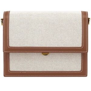 JW PEI Canvas & Vegan Leather Mini Flap Crossbody Bag Beige/Brown NWOT